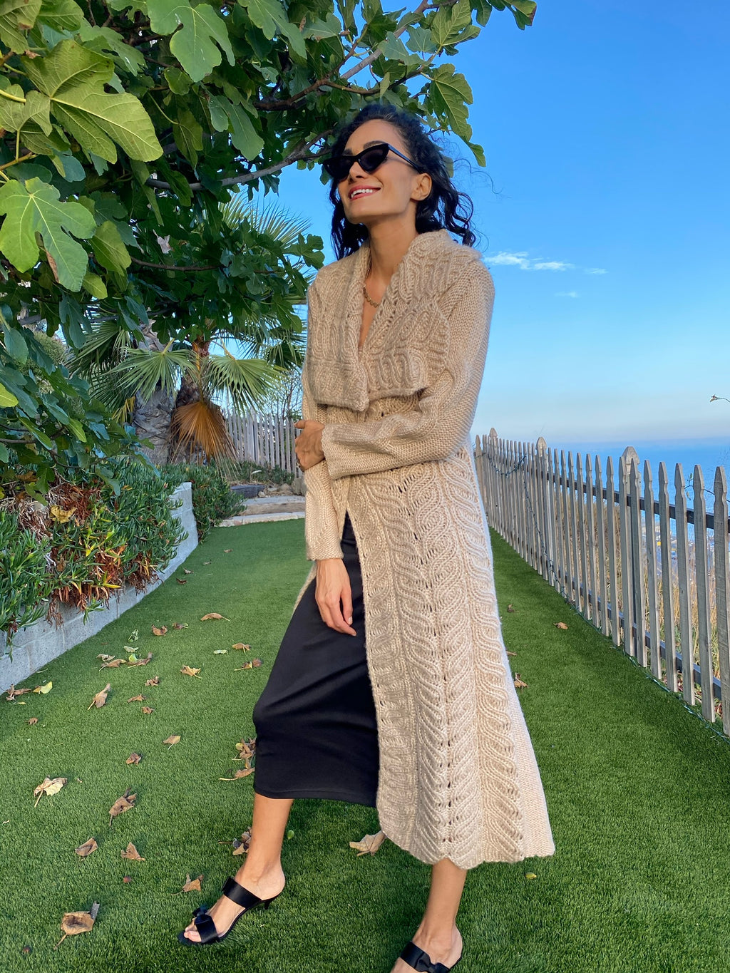 Oversized duster cable knit sweater